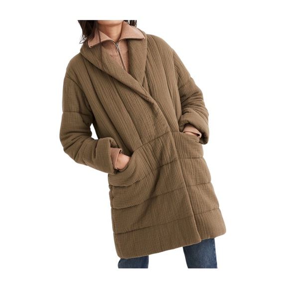 Madewell Light-spun Dumont Quilted Oversized Fit Olive/Green Jacket Size Small - Picture 6 of 16